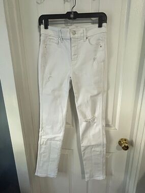 White House Black Market White Distressed Skinny Jeans
